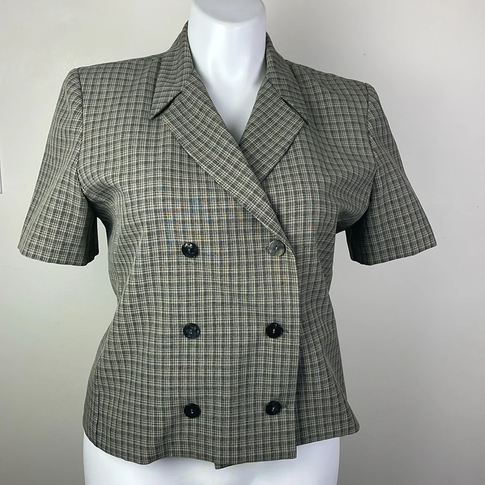 Positive Attitude Vintage Short Sleeve Blazer Notched Collar